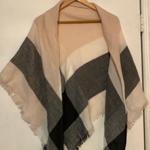 Gray white and pink shawl
